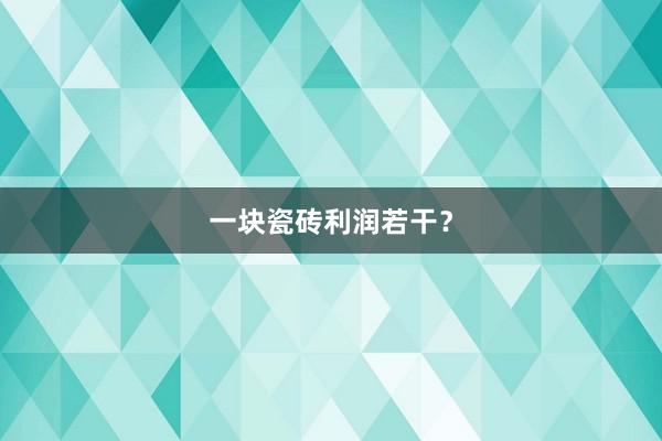 一块瓷砖利润若干?